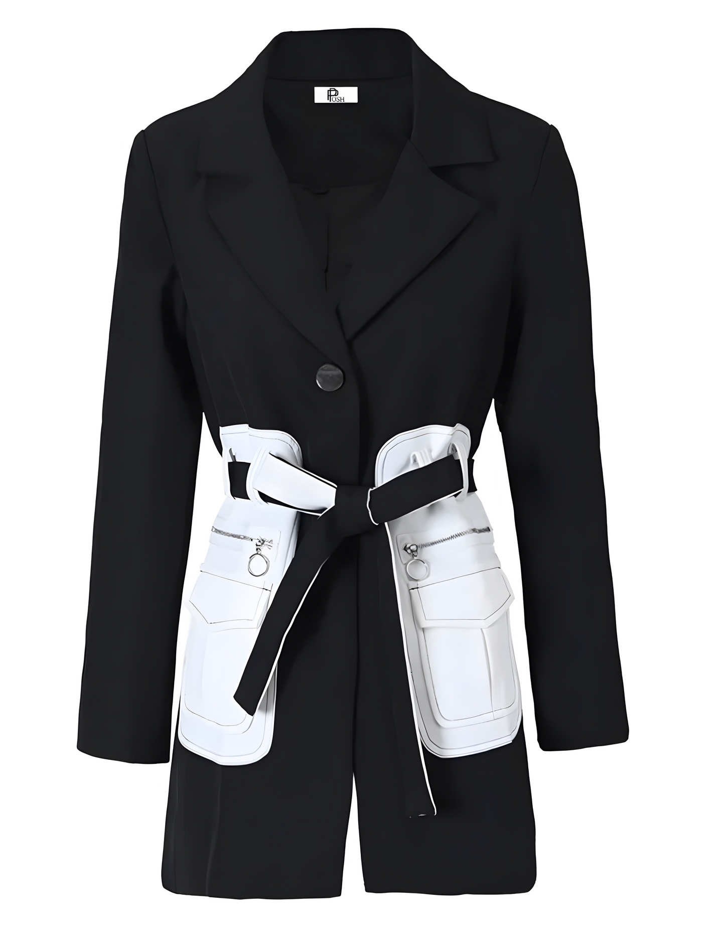 black blazer with pocket belt