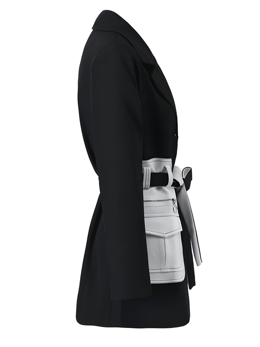 black blazer with pocket belt